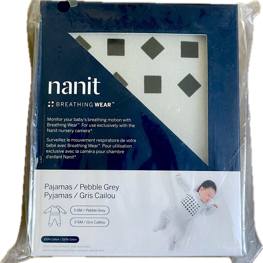 NANIT Breathing Wear - PAJAMAS (3-6 months) - Pebble Grey